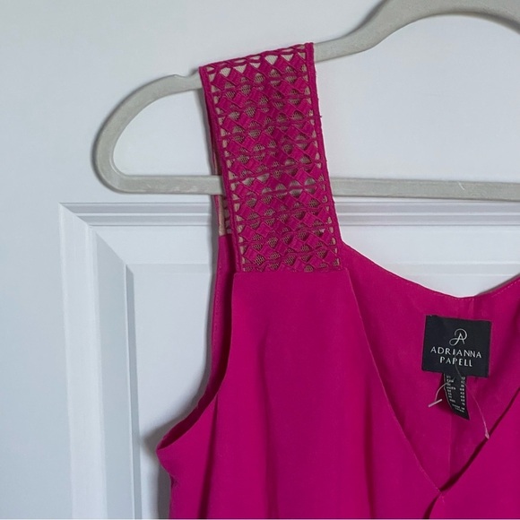 New! Adrianna Papell Sleeveless High-Low Dress in Bright Pink nwt 29578 - Picture 4 of 16